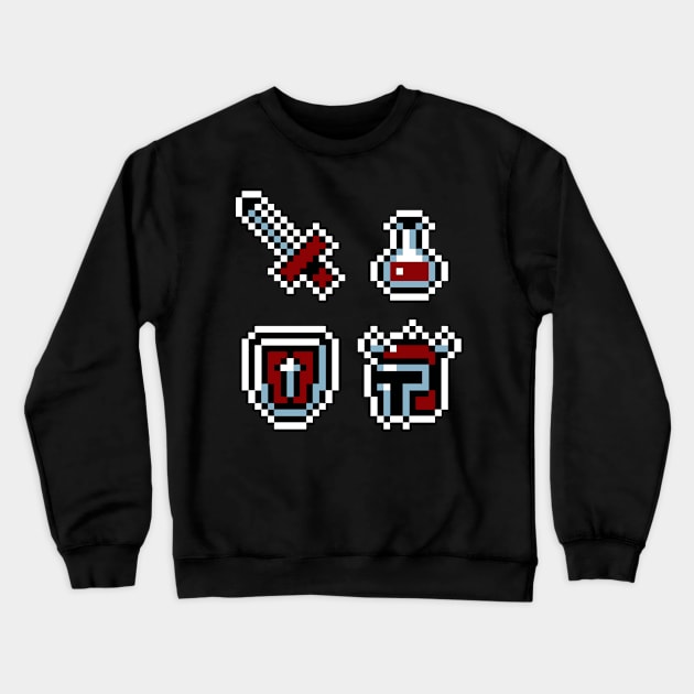 8bit Adventure Items Crewneck Sweatshirt by PXLFLX